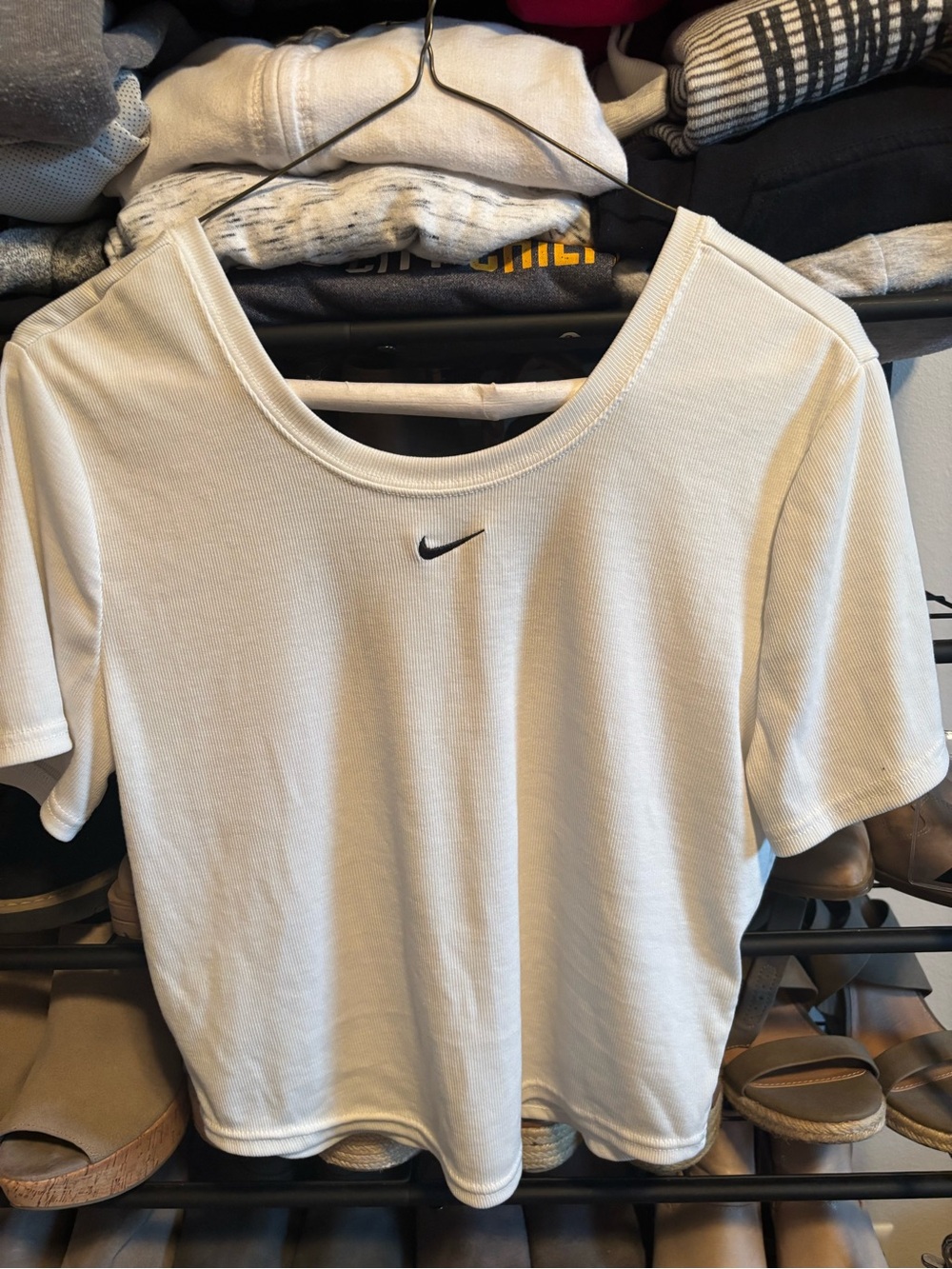 Nike White Short Sleeve Women's Tee with Black Swoosh